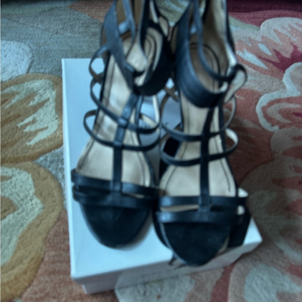 Nine West Black Strappy Heels